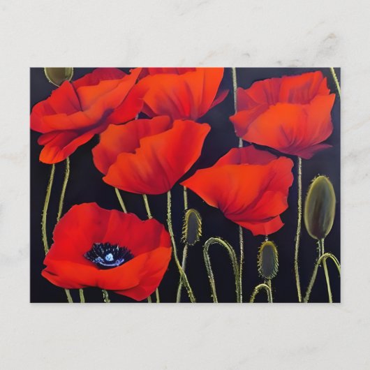 Red Poppies Planten Art Briefkaart (Voorkant)