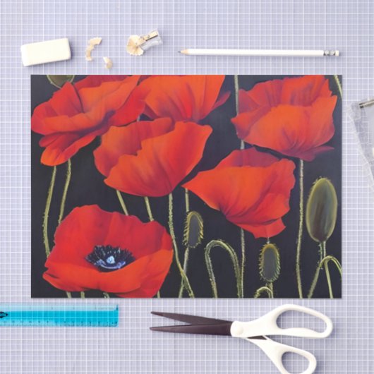 Red Poppies Planten Art Tissuepapier (Craft)