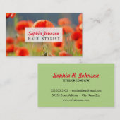 Red Poppies Poppy Flowers Blue Sky Visitekaartje (Voorkant / Achterkant)