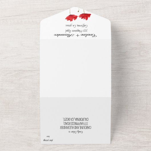 Red Poppies Poppy Modern Bold Elegant Floral All In One Uitnodiging (Buitenkant)
