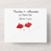 Red Poppies Poppy Modern Bold Elegant Floral All In One Uitnodiging (Achterkant)