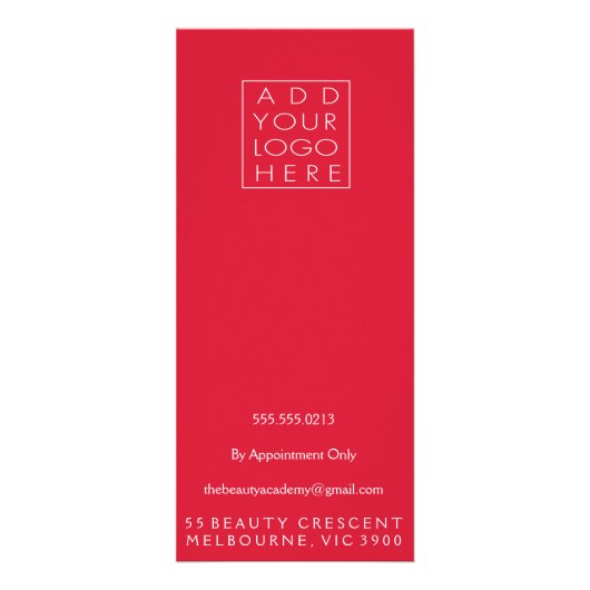 Red Poppies Spa Salon Schoonheidsspeciaalmenu Prij Reclamekaart (Achterkant)