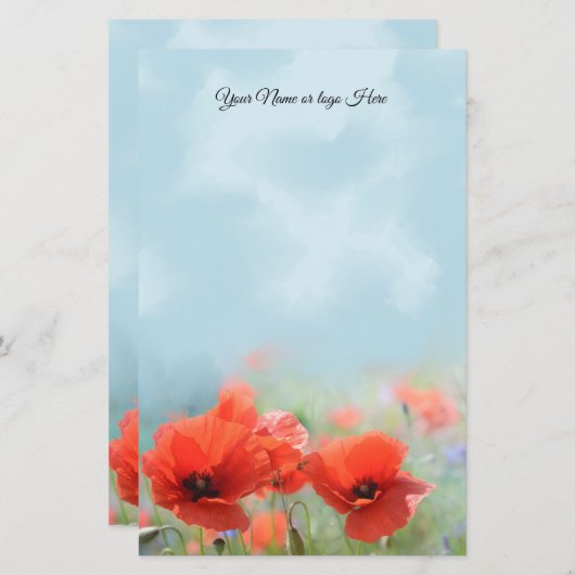 Red Poppies Specialized Stationery (Voorkant / Achterkant)