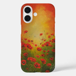Red Poppies Spring Breeze iPhone 16 Hoesje