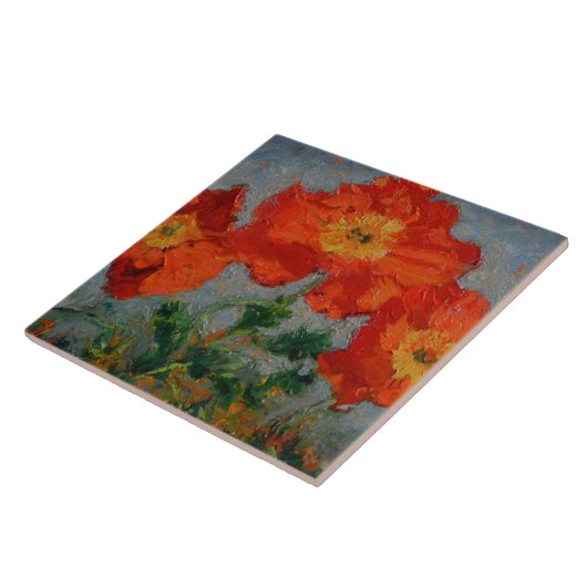 Red Poppies Tile Tegeltje (Zijkant)