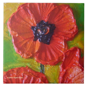 Red Poppies Tile Tegeltje