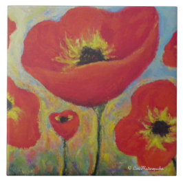 Red Poppies Tile Tegeltje
