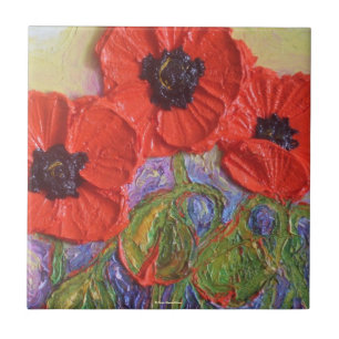 Red Poppies Tile Tegeltje