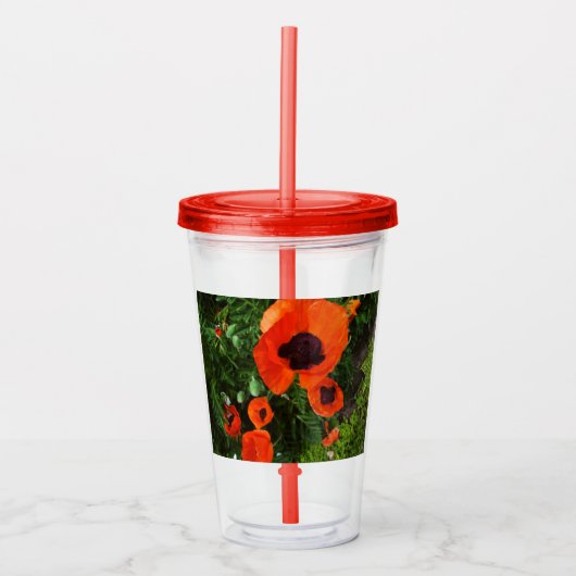 Red Poppies Tumbler Acryl Drinkbeker (Voorkant)