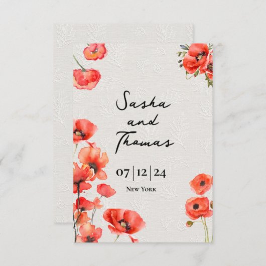 Red Poppies-uitnodiging (Voorkant / Achterkant)