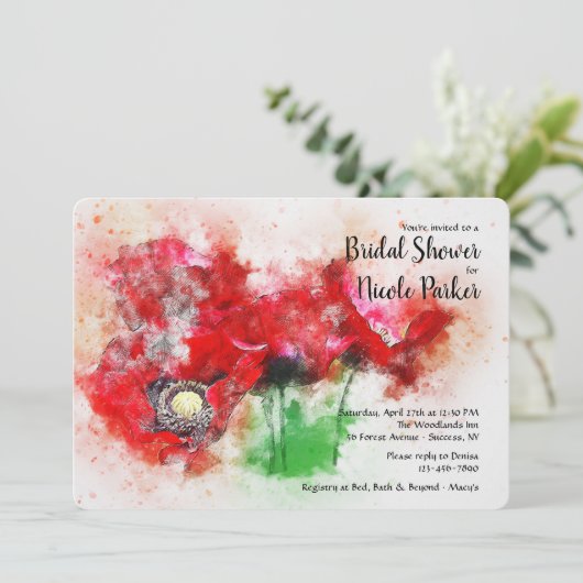 Red Poppies-uitnodiging Kaart (Staand voorkant)