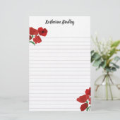 Red Poppies Voeg namen toe Briefpapier (Staand voorkant)