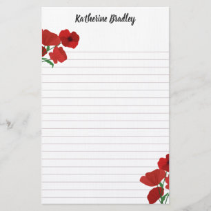 Red Poppies Voeg namen toe Briefpapier