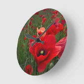 Red Poppies Wall Clock Ronde Klok (Hoek)