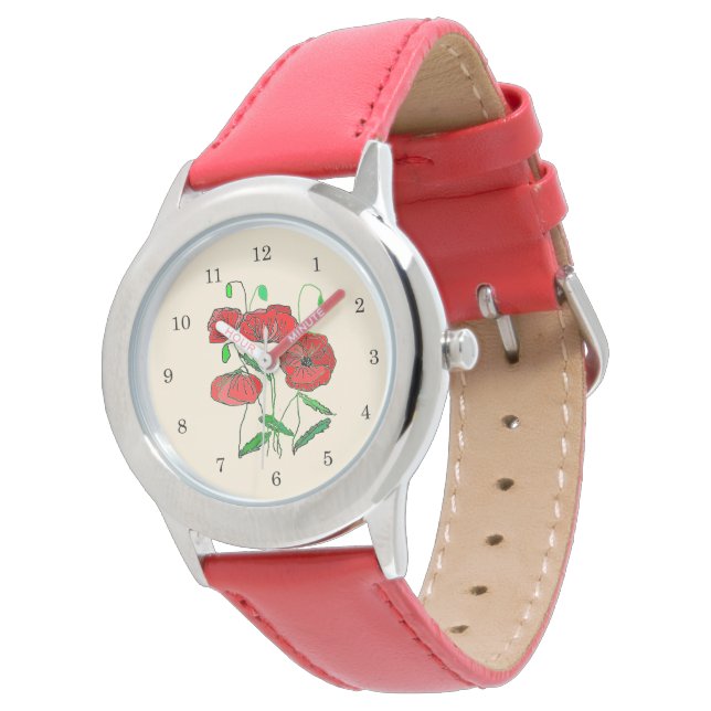 Red Poppies Watch Horloge (Gekanteld)