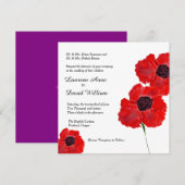 Red Poppies Waterverf Aanvraag voor aangepaste bru Kaart (Voorkant / Achterkant)