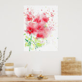 Red Poppies Waterverf Abstract Poster (Keuken)