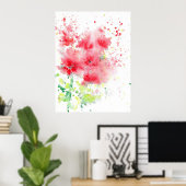 Red Poppies Waterverf Abstract Poster (Thuiskantoor)
