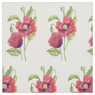 Red Poppies Waterverf Bloemenillustratiepatroon Stof