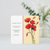 Red Poppies Waterverf Custom Wedding Invitation Kaart (Staand voorkant)
