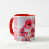 Red Poppies Waterverf Dames Naam Mok Scarlet (Voorkant links)
