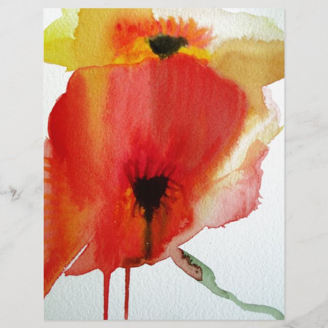 Red Poppies waterverf moderne bloemkunst (Voorkant)