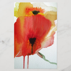 Red Poppies waterverf moderne bloemkunst Briefpapier