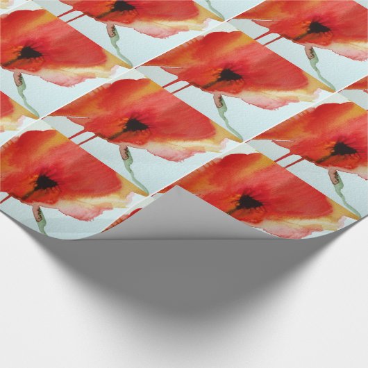 Red Poppies waterverf moderne bloemkunst Cadeaupapier (Hoek)