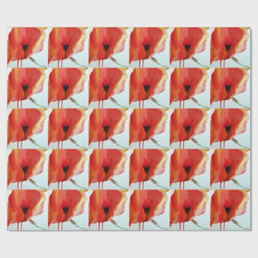 Red Poppies waterverf moderne bloemkunst Cadeaupapier (Vlak)