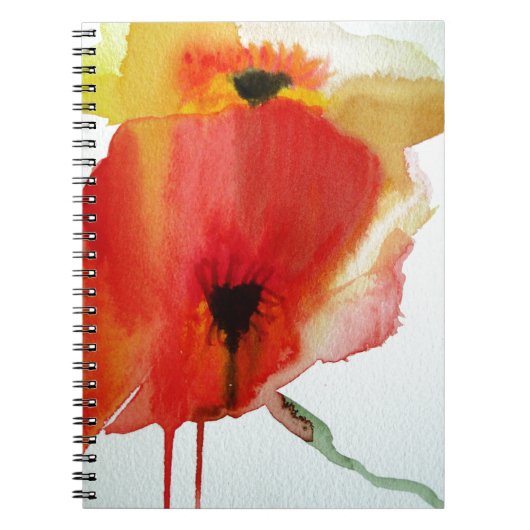 Red Poppies waterverf moderne bloemkunst Notitieboek (Voorkant)