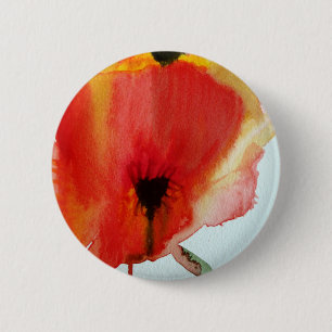Red Poppies waterverf moderne bloemkunst Ronde Button 5,7 Cm