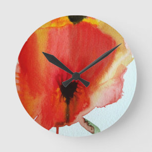 Red Poppies waterverf moderne bloemkunst Ronde Klok