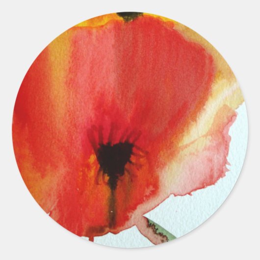 Red Poppies waterverf moderne bloemkunst Ronde Sticker (Voorkant)