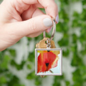 Red Poppies waterverf moderne bloemkunst Sleutelhanger (Hand)