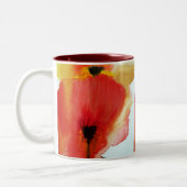 Red Poppies waterverf moderne bloemkunst Tweekleurige Koffiemok (Links)