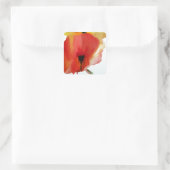 Red Poppies waterverf moderne bloemkunst Vierkante Sticker (Tas)