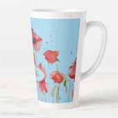Red Poppies Waterverf Poppy art  naam Latte Mok (Rechts)