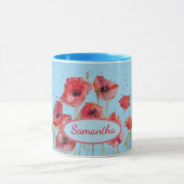 Red Poppies Waterverf Poppy art  naam Mok (Midden)