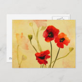 Red Poppies Waterverf Post Kaart (Voorkant / Achterkant)