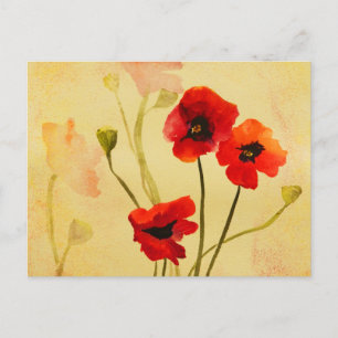 Red Poppies Waterverf Post Kaart