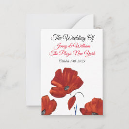 Red Poppies Wedding Notitiekaartje