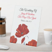 Red Poppies Wedding Reclamebord Met Voetstuk (Insitu)