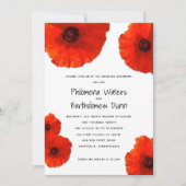 Red Poppies White in Black Wedding Invitations Kaart (Voorkant)
