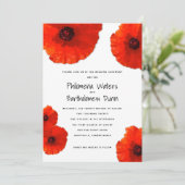 Red Poppies White in Black Wedding Invitations Kaart (Staand voorkant)