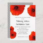 Red Poppies White in Black Wedding Invitations Kaart (Voorkant / Achterkant)