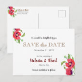 Red Poppies Wild Floral Wedding Save the Date Aankondigingskaart (Voorkant / Achterkant)
