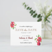 Red Poppies Wild Floral Wedding Save the Date Aankondigingskaart (Staand voorkant)