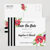 Red Poppies Wild Floral Wedding Save the Date Aankondigingskaart (Voorkant / Achterkant)