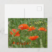 Red Poppies Wild Flowers Happy Birthday Briefkaart (Voorkant / Achterkant)