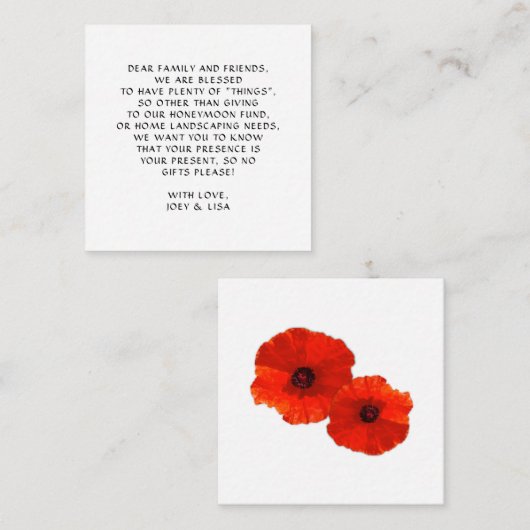 Red Poppies Wishing Well Enclosure Kaarten Bulk (Voorkant / Achterkant)